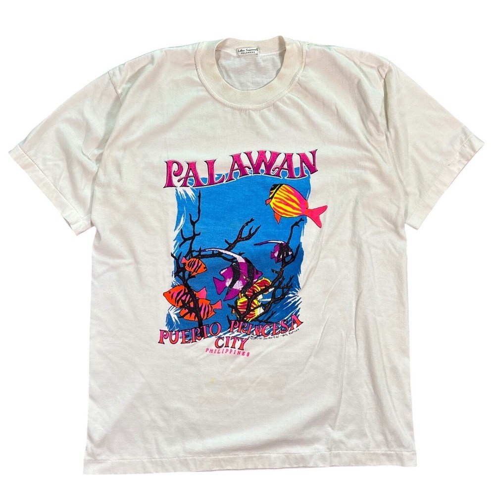 Vintage Palawano Souvenir Shirt Single Stitch Coral Reef Philippines Ocean